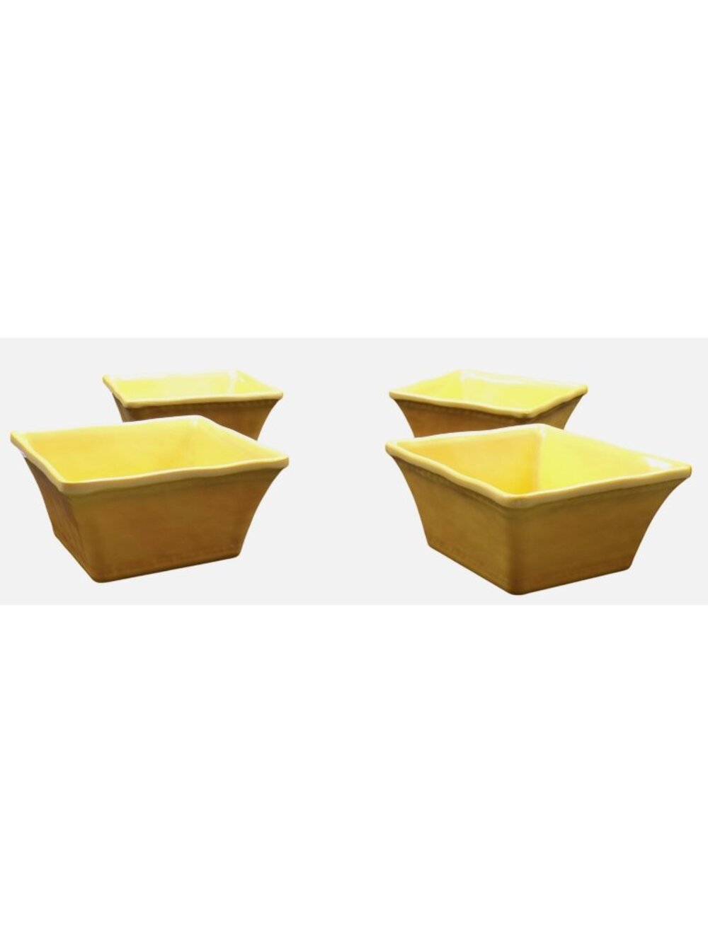 Tommy Bahama Yellow Melamine Square Hobnail Soup Salad Bowls Set-4 6"